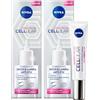 Nivea Cellular Expert Filler Contorno Occhi & Labbra Anti-Età con Acido Folico puro ed Acido Ialuronico - 2 Flaconi da 15ml