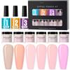 Generic Kit di polvere per immersione per unghie, 6 colori, con base, attivatore e top coat, per manicure francese, non richiede lampada UV/LED, nail art fai da te per principianti e appassionati