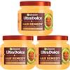 Garnier Ultra Dolce Maschera Nutrizione Profonda per Capelli Secchi Crespi Mossi Hair Remedy Puro Olio di Avocado e Burro di Karité Vegan Ingredienti 97% di Origine Naturale - 3 Barattoli da 340ml