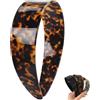 Generisch Thick Tortoise Shell Headband with Teeth for Women, Wide Acetate Hair Band Non Slip Retro Tortoiseshell Hair Hoop, Durable Plastic Headband for Daily Styling (Brown)