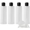 ZEOABSY 4 Pezzi 200 ml Trasparente Bottiglie di plastica PET con Tappo Flip Top Nero, Spalla Piatta Contenitori per Cosmetico, Bottiglie da Viaggio per Lozioni, Liquido, Olio