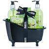 BRUBAKER Set Regalo Bagno All'Aloe Vera Camomilla con Vasca da Bagno Decorativa Nero 9 Pezzi