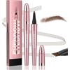 Comioke Matita Sopracciglia 3D con 4 Punte a Forchetta, Matita Sopracciglia Microblading, Brow Hair Pen, Impermeabile, Trucco Naturale per Sopracciglia (02# Marrone scuro)