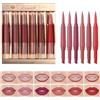 Generic Combo Labbra e Rossetto, Set di 6 matite per labbra e opachi, per donna, tinta resistente, lunga durata, da viaggio, trucco quotidiano