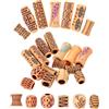 Hohopeti Perline Grandi Fori per Trecce Chioma 65 Pezzi Anelli per Extension Leggeri in Plastica e Legno per Decorazione Fai-da-te e Eventi Speciali