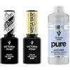 Generisch Victoria Vynn Gel Polish Set - Mega Base Clear, Top Unblue No Wipe & Pure Duo Prep, perfetto per unghie in gel, durevole e lucido