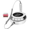 scosao Fresa per Unghie Professionale Portatile 45000 Giri Lima per Unghie Elettrica con 6 Punte e Velocità Regolabile per Acriliche Gel, DIY Manicure Pedicure Salone Casa-Grey