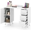COSTWAY Tavolo per Manicure, Tavolo per Unghie con Cassetti, Cuscino Poggia Polsi e Gambe in Metallo, Stazione per Unghie Estetista Nail Art per Salone di Bellezza (Bianco)