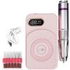 scosao Fresa per Unghie Professionale, Lima Unghie Elettrica Portatile con Display LED e Funzione di Memoria, Kit Manicure Pedicure Ricaricabile a 45000 RPM per Salone, Casa-粉色