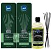 Dc Casa DEA SET TE' VERDE: 2X DIFFUSORI DI FRAGRANZA 200 ML + RICARICA 500 ML + RICAMBIO 10 BASTONCINI NERI