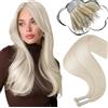 Moresoo Extension Capelli Veri Nano Ring Bianco Remy Umani Extension Nano Ring Anelli Veri Invisibili Biondo Bianco 50 Ciocche 50g #60A 40 cm