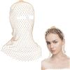 FINGERINSPIRE Fascia per Capelli con Cristalli in Rete 455mm Fascia Elastica Dorata Strass, Sciarpa in Poliestere con Paillettes e Motivo Traforato, Accessorio Femminile per Serate/Eventi