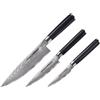 Samura Set di 3 coltelli Samura-Damasco, acciaio Damasco, 9/12,5/20 cm, argento/nero