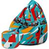 Dreamroots Bean Bag 80x80x120cm Beanbag con schienale e sgabello e copertura Cuscino da terra Chill bag Bubibag Beanbag con imbottitura Collor Cars