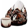 Dreamroots Bean Bag 80x80x120cm Beanbag con schienale e sgabello e copertura Cuscino da terra Chill Sack Bubibag Beanbag Lumberjack