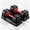 Dripex Set di Manubri Regolabili 25 lbs x2 Con Manico Antiscivolo, Dischi Regolabili e Vassoio di Appoggio, Fitness in Acciaio