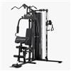 JK FITNESS [Stazione Multifunzione Con Double Pulley Laterale Pacco Pesi 80Kg] MultiGym Macchina A Cavi Home Gym Cavi Acciaio 5mm, Carrucole 9cm, Regolazioni Sedile 3 Schienale 5, JK6140 FullBlack Pro