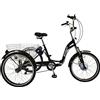 SCOUT Triciclo elettrico, ruote da 24, telaio pieghevole, 6 velocità, motore 14Ah, 250w, schermo LCD (nero opaco)