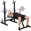 HOMCOM Panca da Palestra Pieghevole con Supporto per Bilanciere Regolabile in 8 Posizioni, Panca Pesi in Acciaio e PU per Palestra Casa, Portata 220 kg, 140x73x98-122 cm, Nero