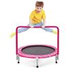 GYMAX Trampolino Pieghevole per Bambini, Trampolino Elastico con Maniglia Staccabile, con Struttura in Ferro, Portata 150 kg, Ideale per Interno ed Esterno, 92x92x80 cm (Rosa)