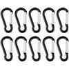 Tenlacum 10 pezzi Black S Carabiner Camp Spring Snap clip gancio portachiavi portachiavi arrampicata escursionismo