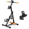 KOMFOTTEU Cyclette Multifunzionale per Anziani, Cyclette a Pedali per Braccia e Gambe con Massaggio, Altezza e Livelli di Resistenza Regolabili, Cyclette con Display LCD per 1-2 Persone