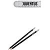 JUVE Kit 2 MATITE con Gommino + Righello cm.15 Juventus Juve Ufficiale Matita BIANCONERI KITMATRIGH1474JU