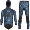 WYYHAA Muta da pesca subacquea in neoprene da 5 mm con cappuccio, 2 pezzi, mimetica, per caccia e immersioni, con imbottitura sul petto per acqua fredda, snorkeling, nuoto, blu, XXL