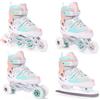 BESTIF - Pattini in linea per bambini e adulti, 4 in 1, regolabili, Unisex - Kids, BRS01, Rosa porpora , 30-33