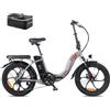 Fafrees Ufficiale Bici Elettrica Pieghevole, 36V/16Ah Bicicletta Elettrica Donna, 3.0 Fat Bike Uomo Ebike da Città, 90-120KM Pedalata Assistita E-bike, 7 Velocità, F20 Aggiornato Grigio