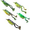 Lojtoyt Topwater, set di 5 esche da pesca a forma di rana, senza erbacce, morbide, con doppio gancio, esche realistiche per spigola, luccio, trota, testa di serpente, pesca d'acqua dolce e salata
