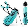 COSTWAY Borsa da Golf con Divisori Superiori a 8 Vie & 5 Tasche con Cerniera, Tracolla Regolabile a Doppia Spalla, Cappuccio Antipioggia e Portombrelli, Sacca da Golf per Donna e Uomo (Turchese)