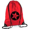 minimutz Sacca sportiva con nome, motivo stella e stelle con stampa del nome, personalizzabile e stampata, per ragazzi e ragazze e bambini, zaino da tirare, Colore: (rosso)