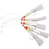 Generic Confezione da 5 esche da pesca con 6 ami con teste rosse e perline in lamina bianca per sgombro, aringhe e marine