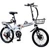 GLSQBVRP Mountain Bike Pieghevole In Acciaio Ad Alto Tenore Di Carbonio Da 16, 20 E 22, Con Doppio Freno A Disco, 7 Velocità, Per Uomo E Donna, Altezza Regolabile A,20 inch