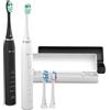 TrueLife SonicBrush Clean30 Duo - Spazzolino sonico con 5 modalità, batteria da 30 giorni, timer IPX7, impermeabile, 2 spazzolini da denti con testine e custodia da viaggio (nero e bianco)