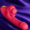 Generico Giocattolo del piacere per donne, 8 modalità di vibrazione con meccanismo di spinta, asta rotante riscaldata in silicone, stimolatore del punto G impermeabile e ricaricabile (Rosso)