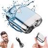 Nihexo Rasoio elettrico rotativo da uomo, impermeabile, portatile, ricaricabile tramite USB, portatile, portatile, portatile, portatile, a doppia testa, impermeabile e silenzioso, rasoio da barba (blu)