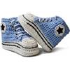 C'era una volta un filo Scarpette tipoconverse Vari Colori Bimbo Bimba. Fatte a Mano ad Uncinetto in Lana Merinos. Neonato 0-3 Mesi. Bootie Handmade (Azzurro)