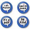Generic Pregnancy Badge Set, 4 Badges, Badge Packs, 32mm, I am pregnant, Baby on board, It's a boy, Be kind, Baby Shower Gift (Blue)