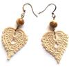 Meraki Studio Orecchini foglie in pizzo, beige/marrone, orecchini pendenti con pietre dure, ispirati alla natura, gioielli all'uncinetto/tessili, Made in Italy, Bijoux da donna, Lavorazione Artigianale