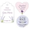 Annarella Gioielli Adesivi o Cartellini Personalizzati Lavanda - Set 10 Pezzi a Scelta per Bomboniere e Sacchetti, Etichette Cuore Tonde o Rettangolari per Comunione Cresima Battesimo Matrimonio (FLR-21)