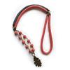 Generic collana boho con perline di corallo e ciondolo foglia di quercia fatta all'uncinetto