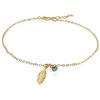 Avnis Cavigliera con piume d'oro Tiny Crystal Birthstone Blue Bead Gold Filled Summer Cavigliera Lunghezza 8,5 + estensione