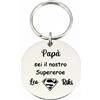 Vero Bijoux Regalo Festa del Papà | Portachiavi Papà sei il mio Supereroe | Portachiavi personalizzato con inciso i nomi dei Figli | Incisione laser permanente | Made in Italy