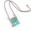 Handmade collana da donna stile etnico con pendente fatto all'uncinetto e perline, Gioielli all'uncinetto, turchese/azzurro, Made in Italy, Bijoux da donna, Lavorazione Artigianale