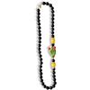 Handmade Collana Lunga con Onice Nero e Ciondolo Fico d'India in Ceramica - Gioiello Artigianale Donna Fatto a Mano