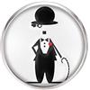Generic Spilla con perno in acciaio inossidabile, diametro 25 mm, spillo 0,7 mm, Fatto a Mano, Illustrazione Charlie Chaplin 2