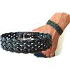 LuZ ITALY Bracciale uomo in cuoio intrecciato - Turchese scuro - Misure varie - Chiusura di sicurezza in acciaio
