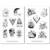 Jellyfish Stickers Set di adesivi paesaggio in bianco e nero - adesivi per diario, adesivi fantasia, adesivi per planner, libro di adesivi, avventura, montagne, faro